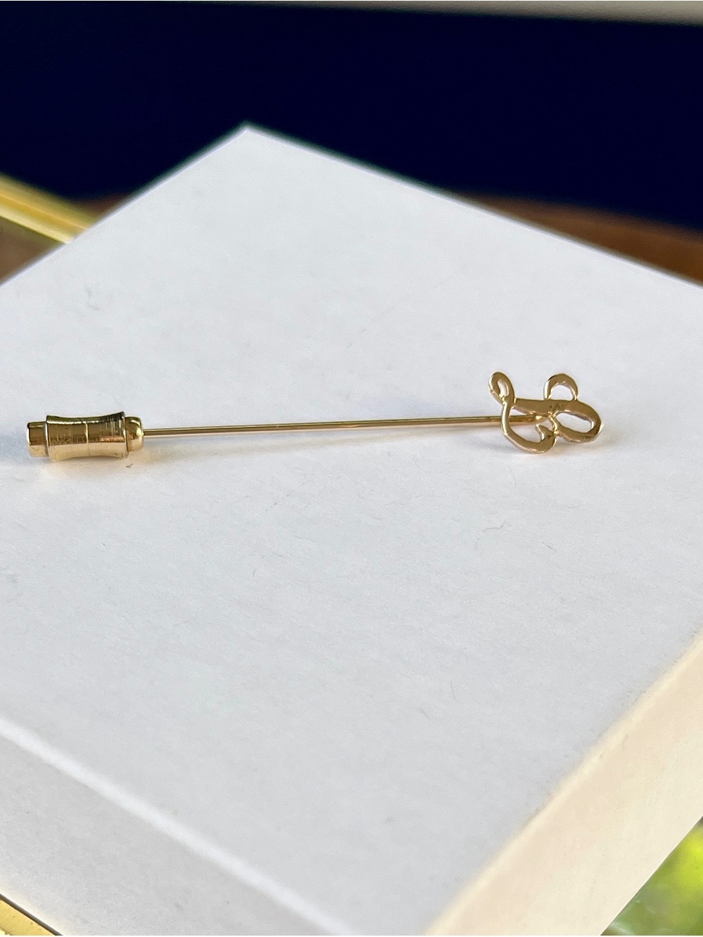 14k Yellow Gold Vintage Monogram ‘B’ Stick Pin